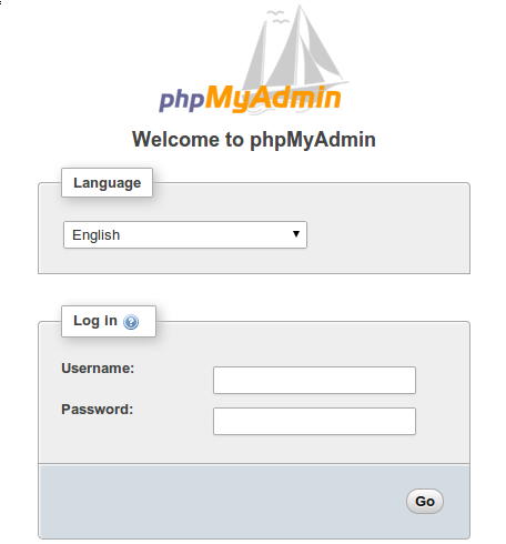 phpMyAdmin-login