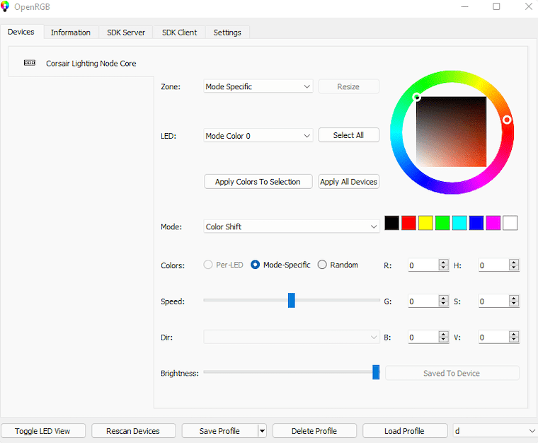 OpenRGB-interface
