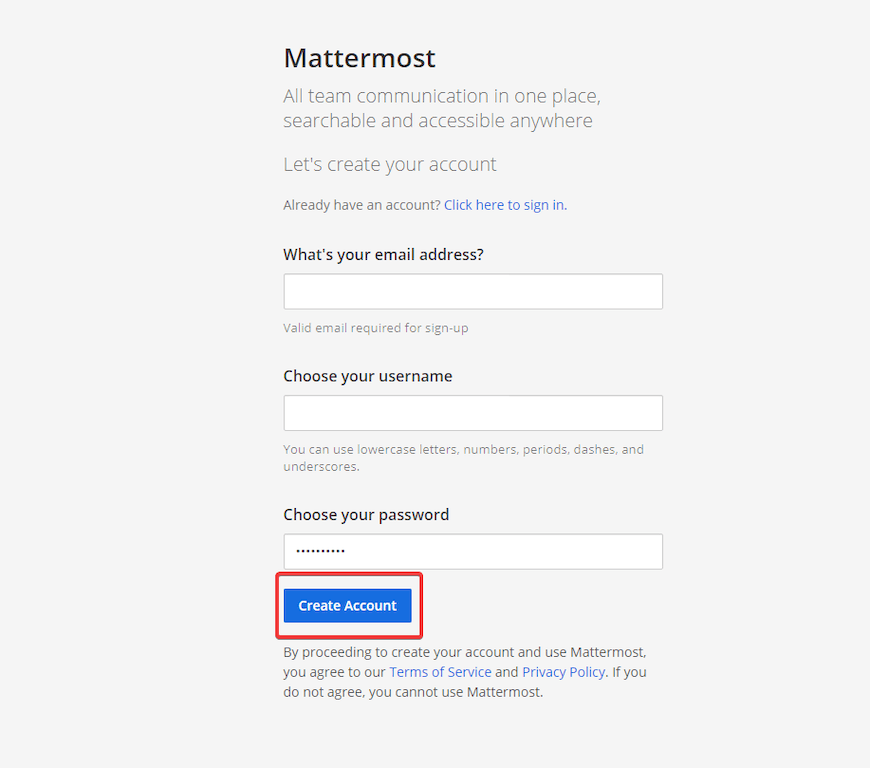mattermost-web-interface