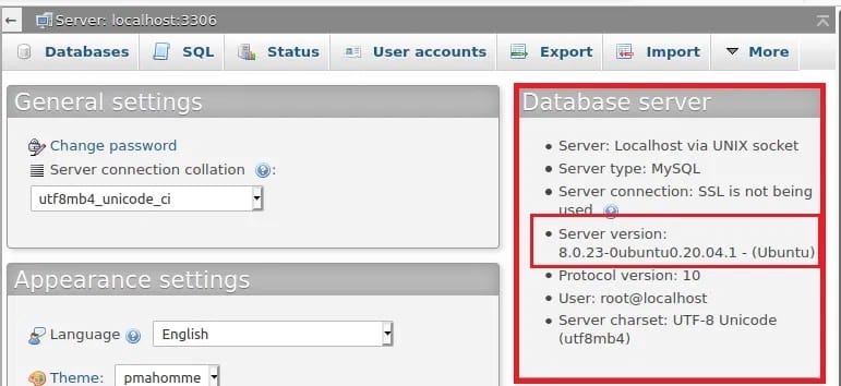 mysql-phpmyadmin-server-version-1 如何在 Ubuntu 22.04 LTS 上安装 phpMyAdmin