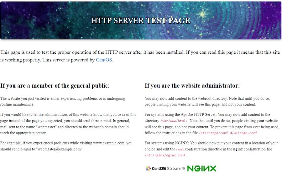 Nginx-CentOS-stream-wellcome-page