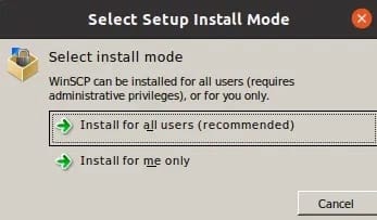 select-install-mode-winscp